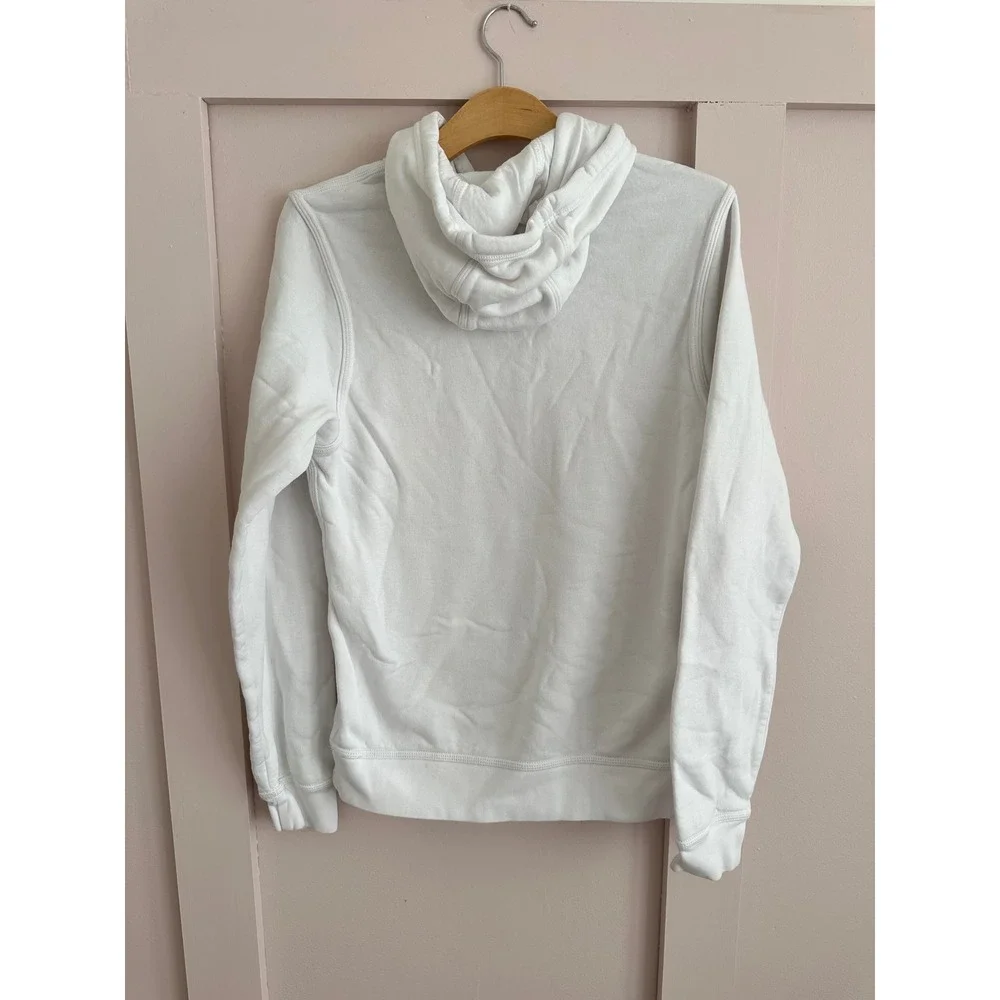 Nike Sportswear Essential Fleece Hoodie White Black Swoosh Pullover Small